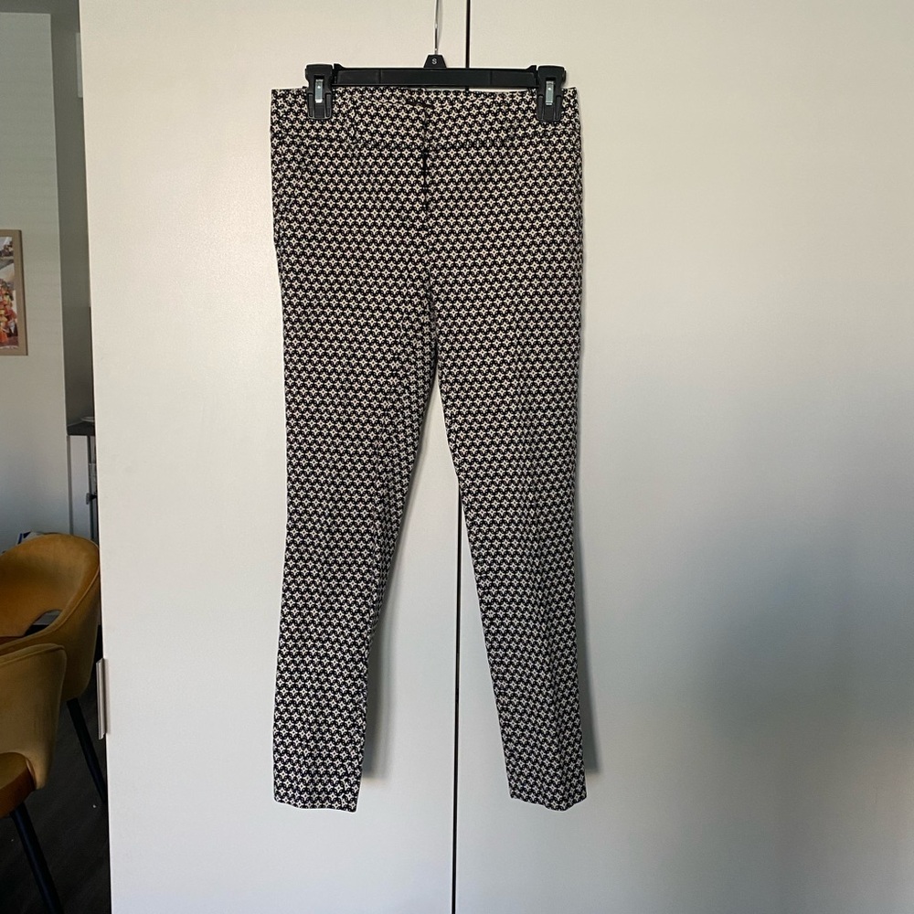 LOFT Patterned Black and White Slim Leg Pants